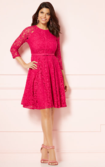 Eva Mendes Veronica Lace Flare Dress Pink